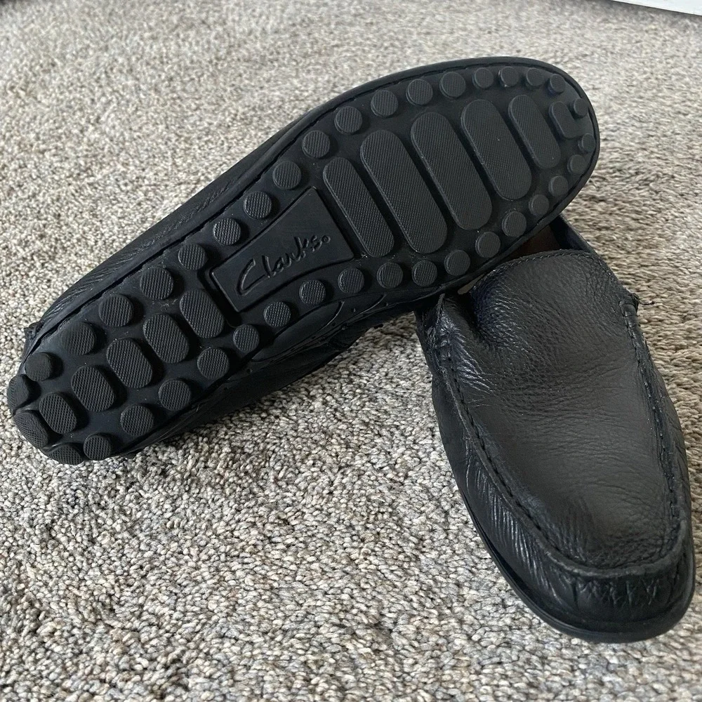 Clarks Collection Loafer Moccasins Size 8M EU 41 Black Soft Leather Comfort